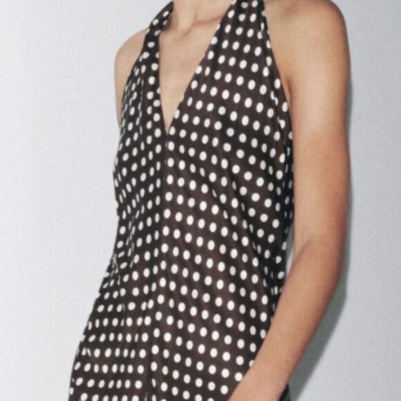 Zara COLLECTION HALTER POLKA DOT DRESS - Picture 1 of 8
